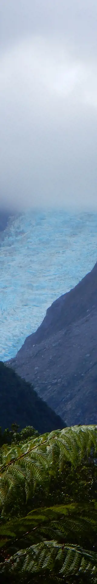 Gletscher inmitten tropischer Landschaft